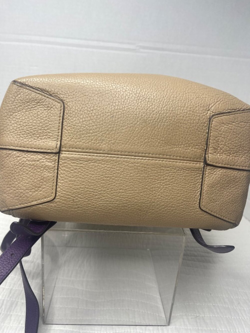 Coach Kleo Pebbled Leather Colorblock Casual Backpack Yellow/Tan/Purple - Picture 4 of 15